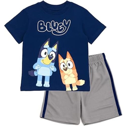 Bluey T-Shirt and Mesh Shorts Outfit Set Infant to Big Kid Sizes (12 Months - 10-12)