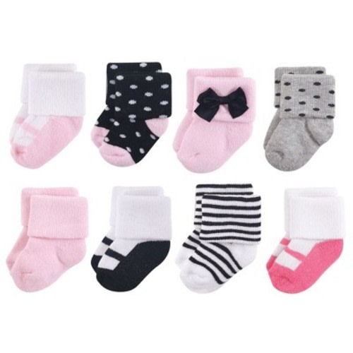 Little Treasure Basics Infant Baby Cozy Terry Socks 8-Pack, Sweet Blossom, 0-6 Months