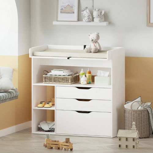 Ebern Designs Baby Changing Table Dresser, with 3 Drawers and 3 Storage Shelves, Can be Used as a Baby Dresser & Reviews | Wayfair