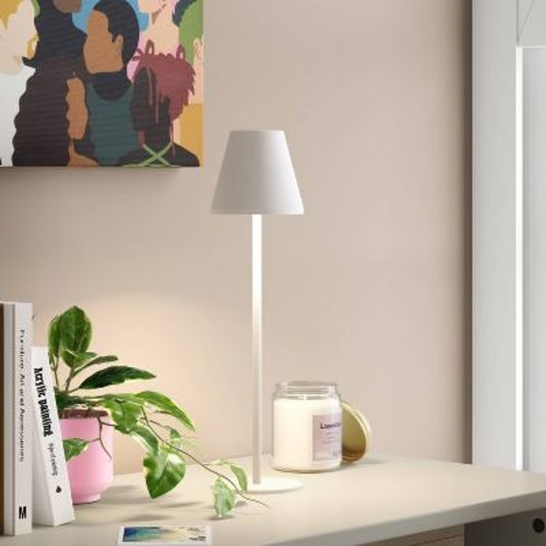 Portable Table Lamp With Rechargeable Battery (includes Led Light Bulb) White - Room Essentials™: Touch Sensor, Dorm Essential, Metal Body