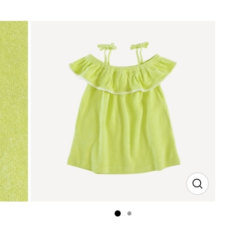 off shoulder ruffle tunic | lime | organic cotton terry