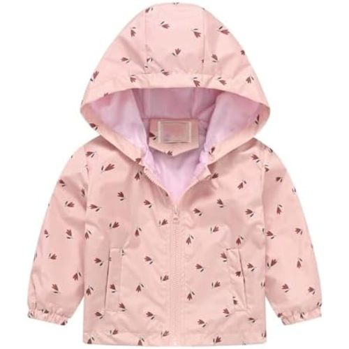 Generic Toddler Baby Spring Jacket Girls Boys Cute Cartoon Windbreaker Coats Rain Jacket Hooded Zip Light Outerwear