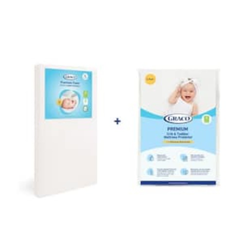 Premium Foam Crib Mattress + Polyester Mattress Protector Bundle (2-Pack)