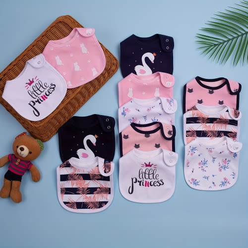 12pcs Of 4-layer Muslin Baby Bibs, Absorbent, Breathable, Adjustable Snap Bibs, Perfect for Boys And Girls, Nursing, Feeding, Teething, And As Pet Bandanas,  Seasonal Prints, Soft Muslin, Breathable Material, Snap Closure Bibs, Adjustable Bibs, Baby