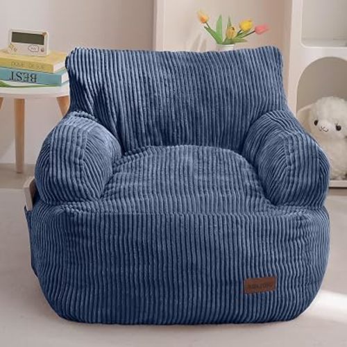 MAXYOYO Kids Bean Bag Chair, Stuffed Bean Bag Sofa, Dusty Blue, Standard