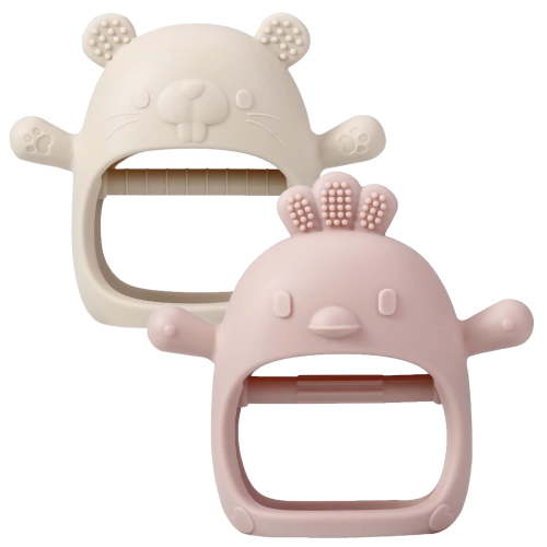ROXANEPIG 2 Pack Baby Teething Toys, Teether for Baby, Silicone Mitten Teething Toys for Babies, Baby Teethers Toys 0-3-6-12 Months, Chew Toys Hand Pacifier for Soothing Teething Pain Relief