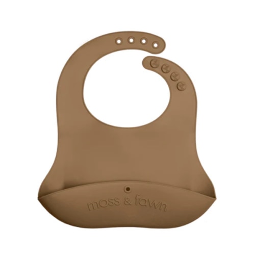Gather & Roll Bib – Soft, Adjustable, Rollable Silicone Bib with Pouch – Moss & Fawn