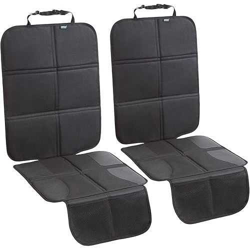 JOYSKY Car Seat Protector, 2 Pack Seat Protectors for Under Child Carseats with Thick Padding and Waterproof 600D Oxford, Automotive Seat Cover Pad Protects Your Vehicle Leather Interior