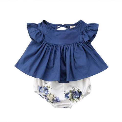 WINNIE Blue Floral Outfit - Hazel & Bo