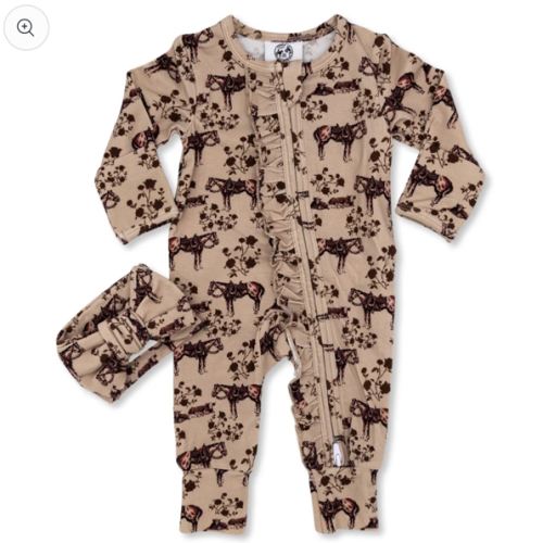 Prairie Rose -Ruffled- Folding Feet Jammies – Cowkid Clothing Company