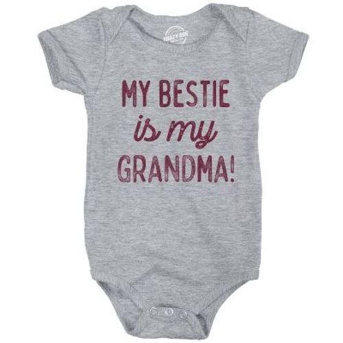 My Bestie Is My Grandma Baby Bodysuit Funny Sarcastic Graphic Novelty Jumper For Infants - Crazy Dog Baby Bodysuit Gift for Grandma Light Grey Newborn