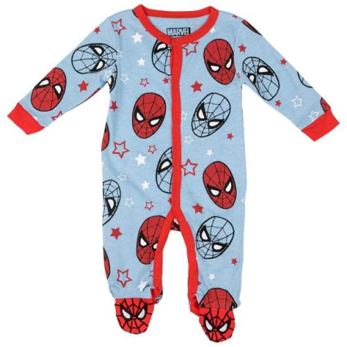 Kids Spider-Man Mask All Over Print Sleep and Play Footed Pajamas - 0-3 Months