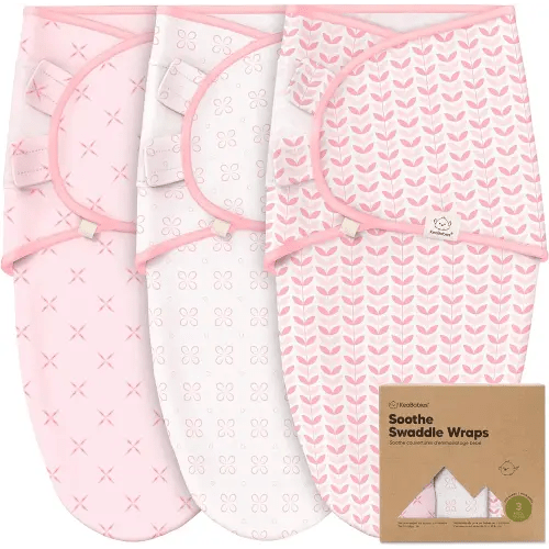 3-Pack Organic Baby Swaddle Sleep Sacks - Newborn Swaddle Sack, Ergonomic Baby Swaddles 0-6 Months, Swaddles for Newborns, Baby Sleep Sack, Baby Swaddle Blanket Wrap, Baby Essentials(Blossom Large)