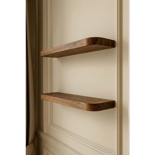 Rounded Edge Wooden Wall Shelf – Modern Floating Shelf for Stylish Home and Office Storage and Decoration