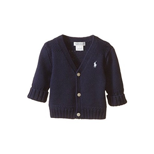 POLO RALPH LAUREN Baby Boy's Combed Cotton V-Neck Cardigan (Infant) French Navy 9 mos