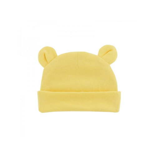 Alvage Newborn Hospital Hat 0-12Months Preemie Boys Girls Beanie Solid Infant Baby Ears Bonnet Infant Cotton Hats 1pc - Yellow
