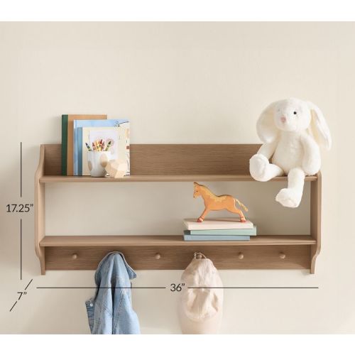Seadrift Wood Shelf With Pegs (17" x 36")
