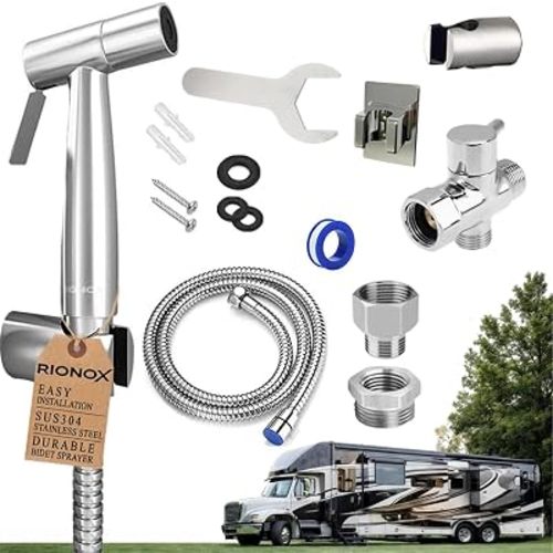 RV Handheld Bidet Sprayer Kit - Trailer, Motorhome, RV Bidet Sprayer, Adjustable Water Pressure Jet for Toilet, Easy Installation, Quality Internals, Leakproof Design, Quality Stainless Steel