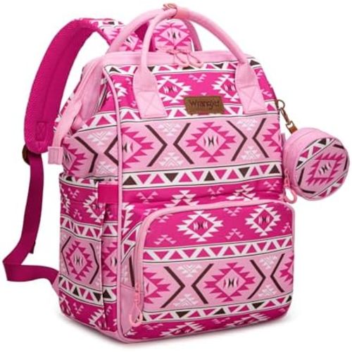Wrangler Aztec Backpack Multifunction Baby Travel Bag with Changing Pad, Stroller Straps and Pacifier Case WG2204-91103PK