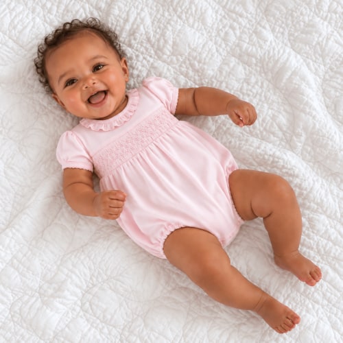 Baby Girl Pink Smocked Bubble - Peruvian Pima Cotton Essentials – Magnolia Baby
