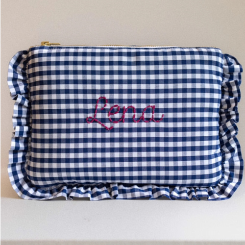 Zipped pouch - Vichy Navy Blue Froufrou – Cajou