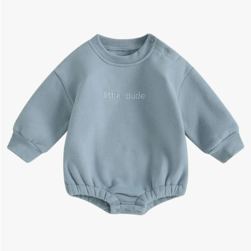 VISGOGO Newborn Infant Baby Boy Girls Oversized Romper Little Dude Sweater Onesie Coming Home Outfit Neutral Clothes
