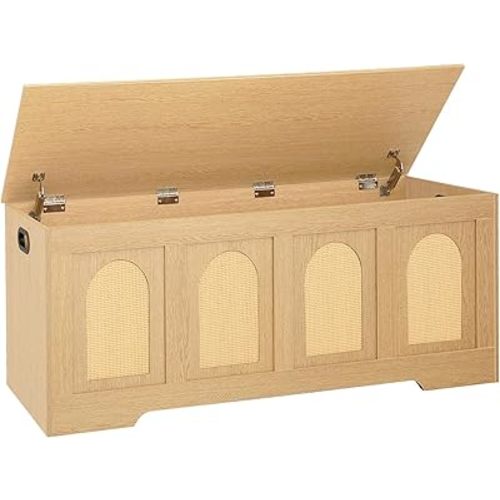 DINZI LVJ Storage Chest, Wooden Toy Box, Natural Oak 47.2" L