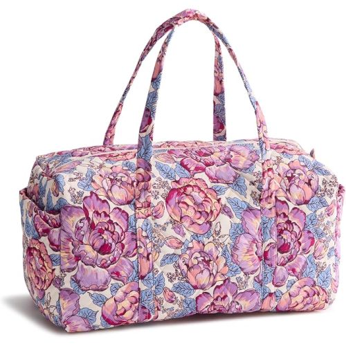 Vera Bradley Women's Performance Twill Large Original Duffel Bag – Carry On Weekender Travel & Gym Bag – Cabbage Roses, 58L