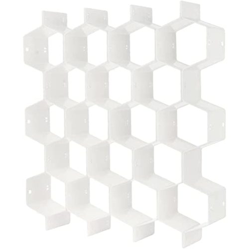 Poeland Drawer Divider Organizer Adjustable DIY Grid Honeycomb Drawer Divider for Underwear Belt Scarf Socks White