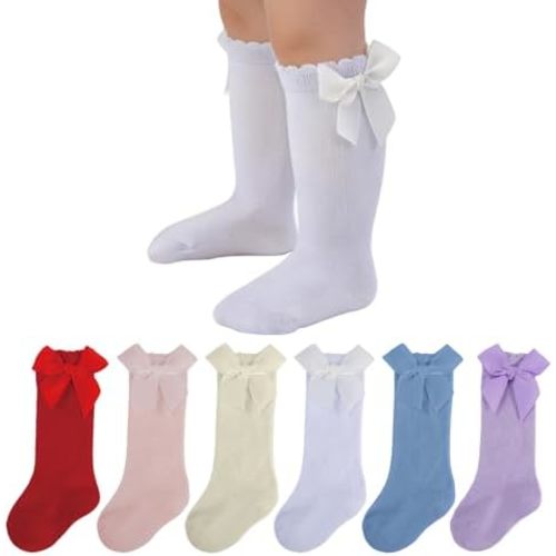 Baby Knee High Socks Toddler Non Slip Stockings Cotton Bow Ruffle Newborn Long Socks Infant Dress Sock