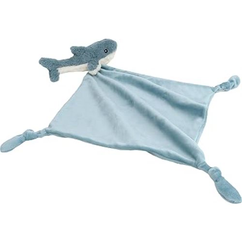MON AMI Seaborn Shark Plush Lovey for Babies | 13.5-Inch Knotted Security Blanket | Soft Plush Comfort Toy | Perfect Newborn Essential for Birthdays & Baby Showers