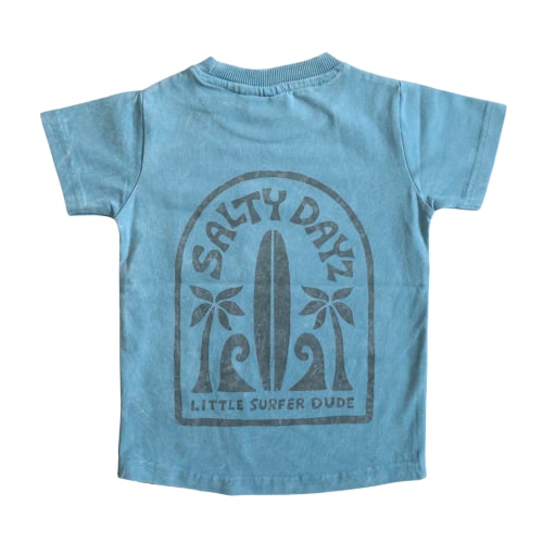 Blue Salty Days Little Surfer Dude Logo T-Shirt