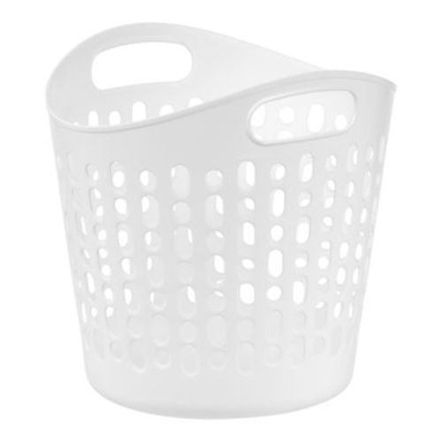 IRIS USA Laundry Basket 30L Durable and Flexible, Portable Round Bin, 0.85 Bushel Hamper for Storage with Ventilation Holes for Closet Dorm, White
