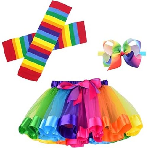 BGFKS Tulle Rainbow Tutu Skirt for Newborn Baby Girls Photography Outfit Sets Baby Girls 1st Birthday (Rainbow-2, S,0-24 Months)