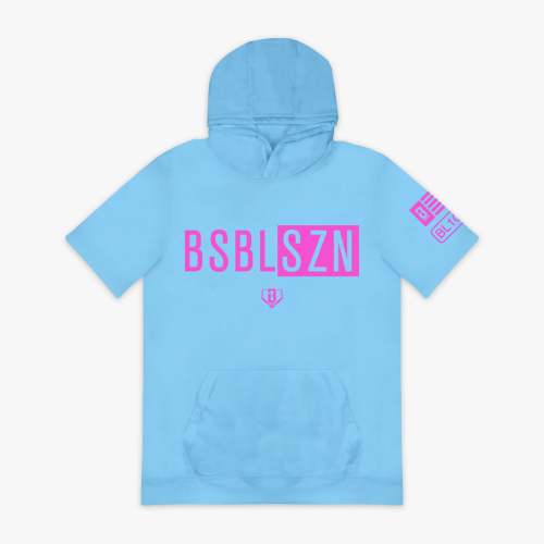 BSBL-SZN Youth Short Sleeve Hoodie V2 - Cotton Candy Blue – Baseball Lifestyle 101