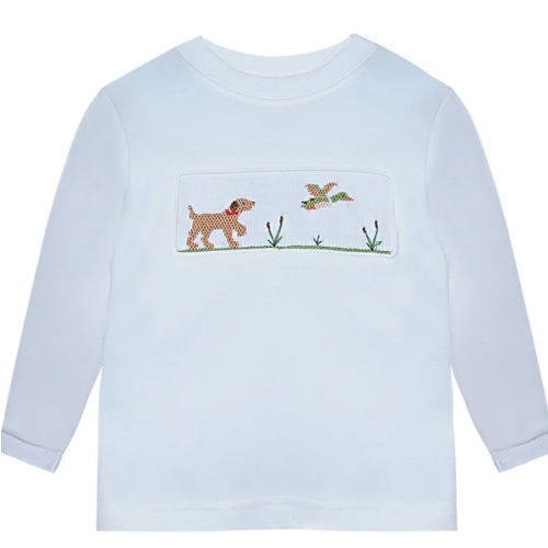 Hampton James Long Sleeve Shirt: Dog Chasing Mallard, Size: 12 Months
