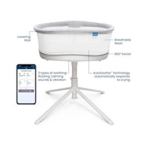 Baby BassiNest Connected Swivel Sleeper 3.0 - Smart Bassinet with AutoSoothe, Easy Lowering Wall