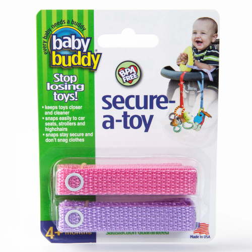 Baby Buddy Secure-a-Toy Strap, Toddler Toy, Teether, Pacifier Holder for Stroller, Pink-Lilac