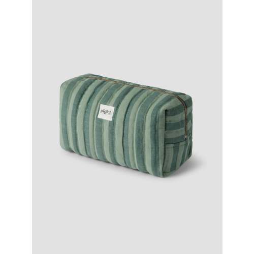 Pine Green Pembroke Stripe Linen Blend Wash Bag