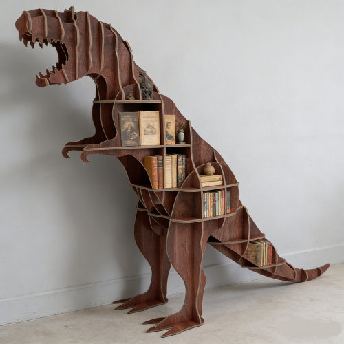 Rockpapa Furniture Solid Wood Walnut Animal-Shaped Bookshelf – Creative Zoo Design Floor Display Shelf For Room, Living Room & Hotel Decor | Wayfair
