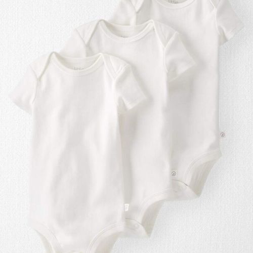 Baby 3-Pack Organic Cotton Rib Bodysuits, Size NB or 3M