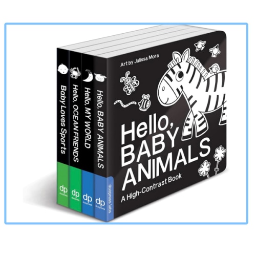 High Contrast Baby Book Set: 4 Board Books for Newborns