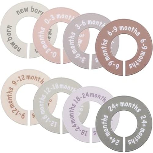 Lusofie Baby Closet Dividers - 8 Pack with Clear Size & Month Baby Divider Labels | Organize 0-24 Months Newborn & Infant Clothes Easily | Nursery Closet Organization