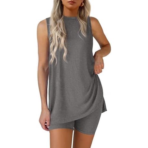 PRETTYGARDEN 2 Piece Sets for Women 2026 Summer Matching Lounge Shorts Set Resort Airport Travel Loungewear Outfits Clothing