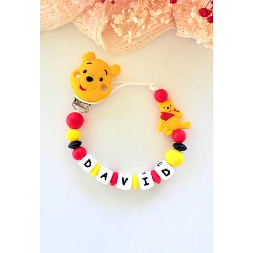 Pacifier Clip Winnie-the-Pooh Personalized ,Gift Ideas Birthday Baby