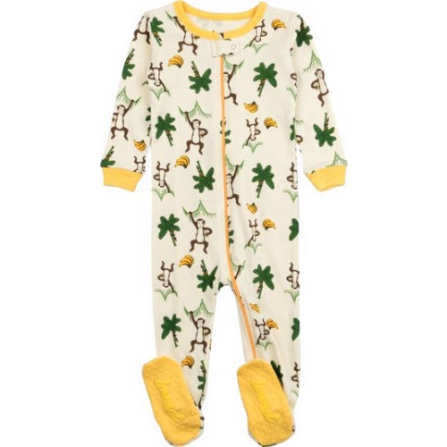 Footed Printed Cotton Pajamas, Animal, Holiday & Fun Prints, 0-3M