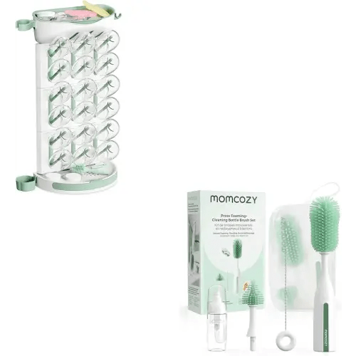 Momcozy DIY Larger Bottle Drying Rack for 18 Bottles Bottle Brush Kit Pro