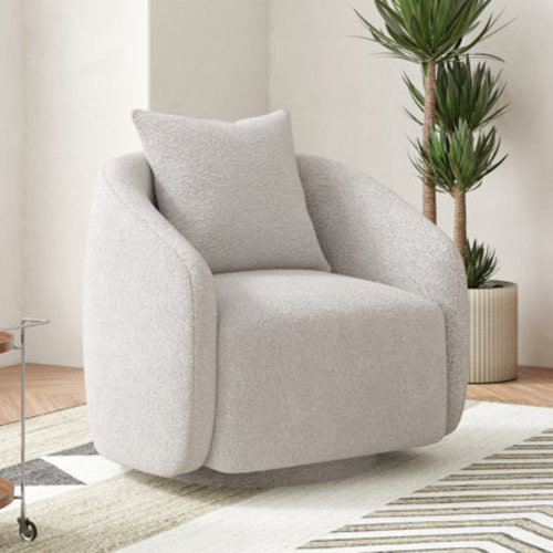 Ebern Designs Bashar 28.5" W Upholstered Swivel Barrel Chair & Reviews | Wayfair