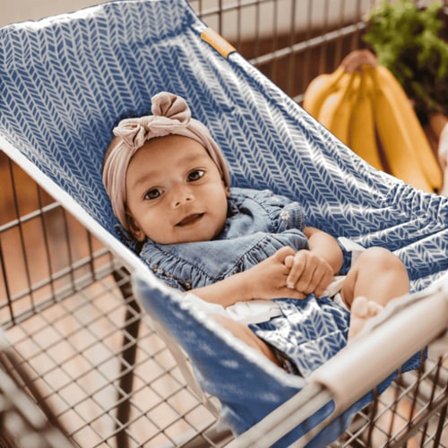 Baby Shopping Cart Hammock - Blue Little Arrow Design