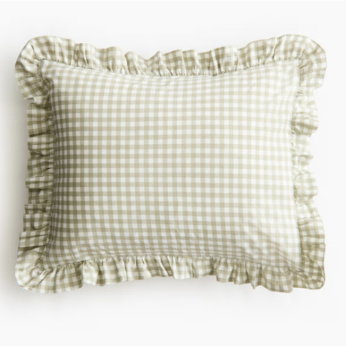 RUFFLE-TRIMMED COTTON PILLOWCASE